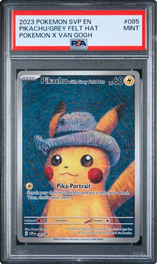 Grey Felt Hat Pikachu (Pokémon x Van Gogh), PSA-graded